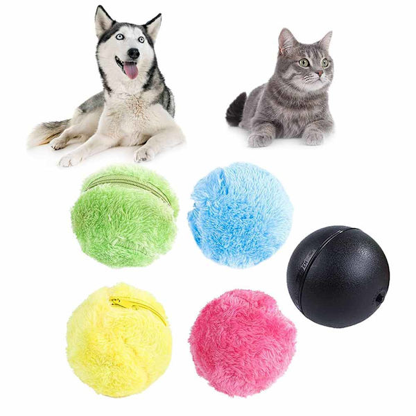 Husdjur Elektrisk Rullande Boll Golvrengöring Plysch Kattleksak Hundleksak Pack of 5 