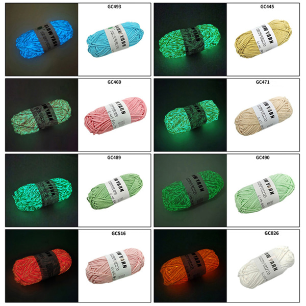 Handstickat DIY självlysande garn Multi-Color Emitting Blended Garn För Cardigan Scarf White