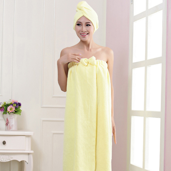 Kvinnor Bath Wrap Handduk Lätt söt Bärbar Loungewear Badrock Badkjol För Dusch White