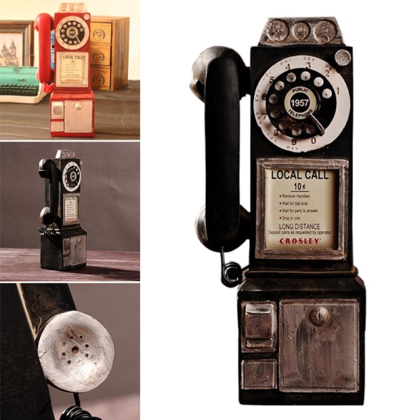 Vintage Rotera Classic Look Dial Telefontelefon Modell Retro Booth Hemdekoration Ornament Black