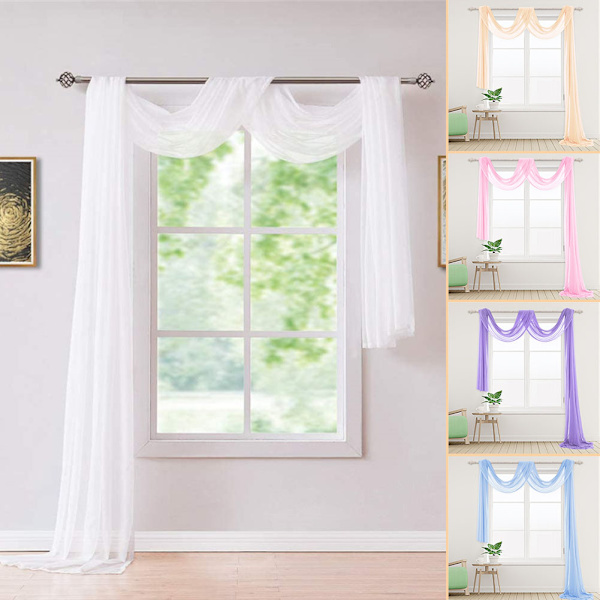 Snygg fönsterscarf Valance Mjuk Lätt fönsterdraperi Hem sovrumsinredning White 1.3*5.5M