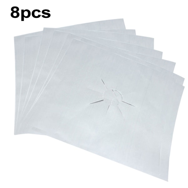 Spisbrännaröverdrag Hållbara värmebeständiga gasspisskydd Överdrag för matlagning i kök Silver 8pcs