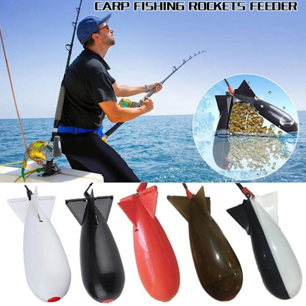 Fiske Spomb Raketform Spod Fiskematare Flytbeteshållare Locka karp Häckande bete Matare Verktyg Fisketillbehör Red Large 19cm