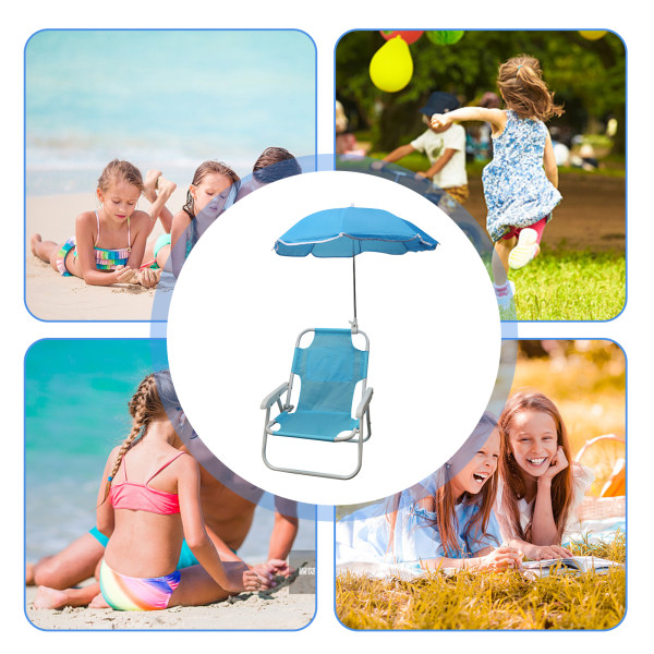 Solstolar och paraplyer Utomhus strandfällbara multifunktionella bärbara solstolar för barn Blue