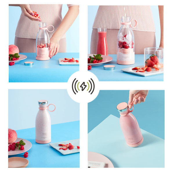 350ml Portabel Mixer Kopp för Fruktjuicer Milkshake och Sorbet, Uppladdningsbar Magnetisk rosa