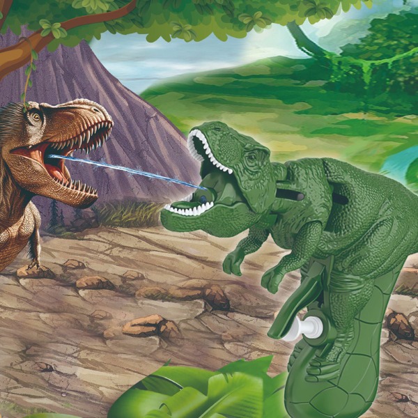 Simulering Dinosauriepressande vattenpistolleksaker Robust bärbar vattenkampleksak för sommarpoolen Dark Green