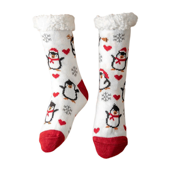 Julstrumpor damer Penguin Santas Mönsterdesign Hem Sömntofflor Strumpor vadderade mattstrumpor Green Bell