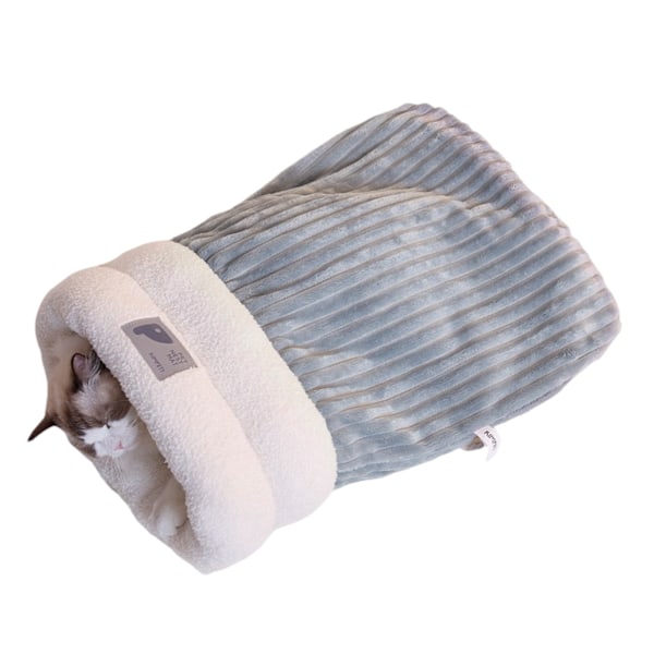 Vintersovsäck för Katt, Mysig Plush Varm Kattpåse Super Mjuk Tjock Husdjurs Skydd för inomhus Grey M
