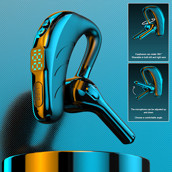 Business Bluetooth-kompatibelt headset Brusreducering Bärbar hörlur för hemmagym Blue