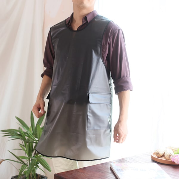 Vattentätt Transparent Förkläde Tpu Miljövänlig Köksbakning Djuraffär Spetsfri Overall Black Middle Length