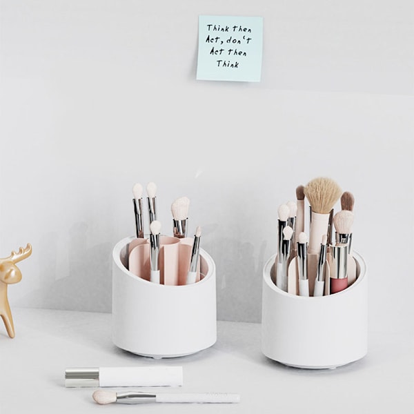Multi-Grid Desktop Pennhållare Plast Multi-funktion Roating Pennfodral Case Pen Organizer för kontors skolmaterial White
