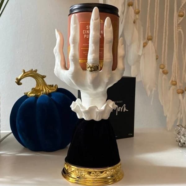 Halloween Witch Hand Ljusstake Skräck Witch Hand Ljusstake För Hem Vardagsrum Sovrum Dekoration A