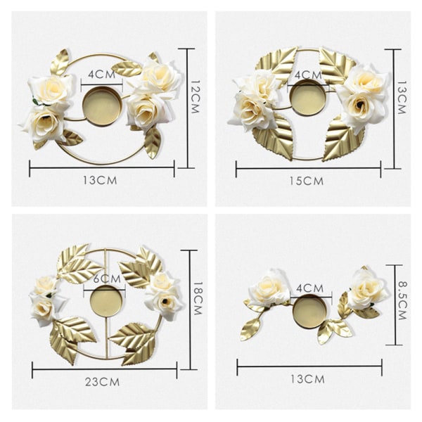 Simulation Rose Wreath Bröllopsljusstake Kreativ Flower Metal Ljusstake D