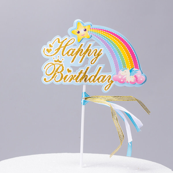 Cake Toppers Söta färgglada tårtdekorationer Festtillbehör för födelsedagsbröllopsfest C