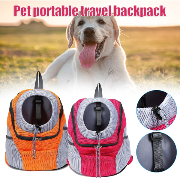 Ut dubbel axel Bärbar Reseryggsäck Utomhus Pet Hund Bärväska Pet Dog Front Bag Mesh Ryggsäck Pet Supplies Black M