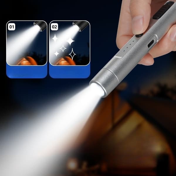 Genopladelig Elektrisk Lighter Plasma Lysbue Stearinlys Lightere Flammeløs Vindtæt USB Lightere Silver