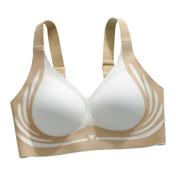 Lyftande Anti-Slappande Trådlös Push-Up BH Maskintvättbar Komfortunderkläder för Matchande Kläder Milky White L