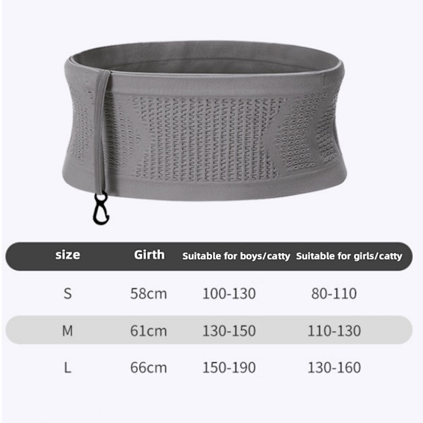 Multifunktionell stickad andningsbar dold midjeväska bärbar svettabsorberande paket för ridning fitness Grey M