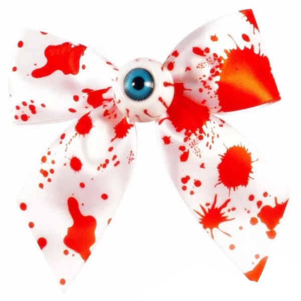 Halloween blodfärgade printed hårnålar Horrible Eyeball Bow Headdresses för kvinnor Dyeing