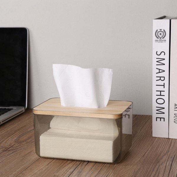 Desktop Tissue Box-hållare Dammtät Enkel att använda våtservetter Masque Dispenser-hållare för hemmakontor Gray