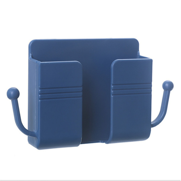 Fjärrkontroll Mobiltelefon Plugg Vägghållare Självhäftande Punch Gratis förvaringsställ Flerfunktionshushåll Blue 2pcs