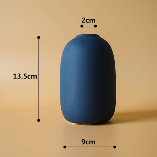 Nordisk keramikvas Morandi Färg Enkel konst Blomkruka dekoration med liten flaskhals för hemmatorkade växter Blue S