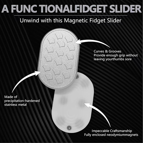 Curved - Groove EDC Fidgets Sliders Personligt tryckkort för stress relief för vardagen Silver