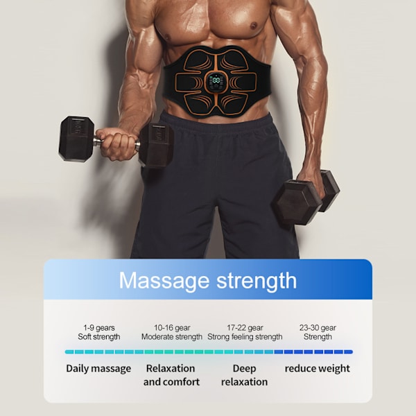 ABS Stimulator til hjemmetræning 10 tilstande 30 intensitetsniveauer ABS toningsbælte No Length Strips