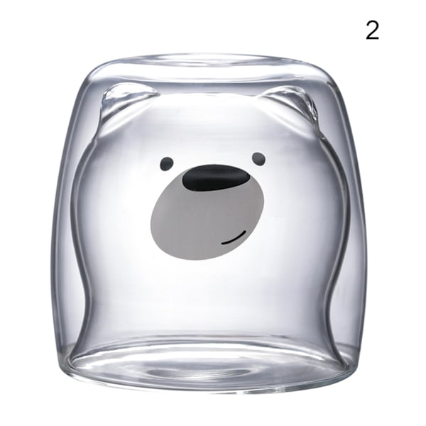 Tecknad Bear Cup Dubbellager Transparent Glas Cups Kaffe Mugg Par Gåvor 2