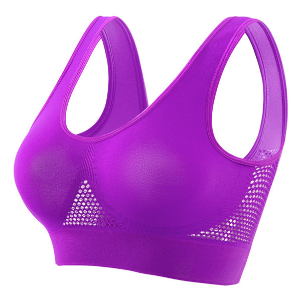 Dam ihåliga sport-bh Seamless Fit linne underkläder för kvinnor dagligt slitage Grape 5XL