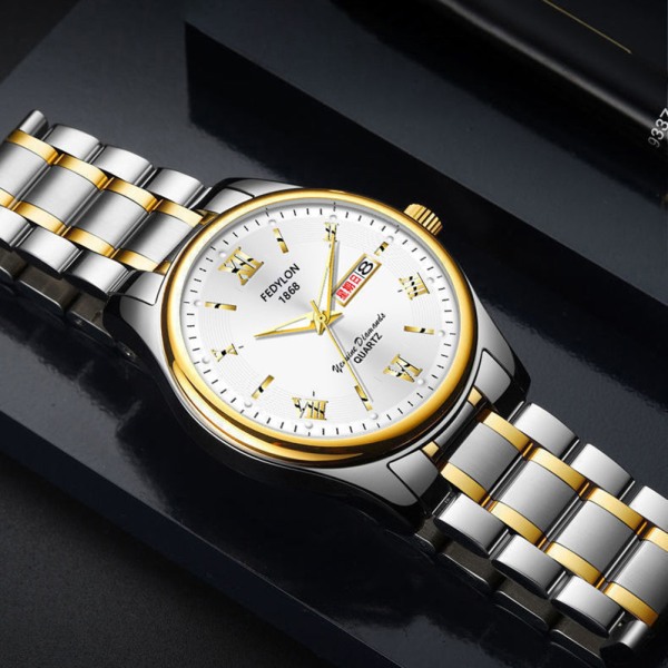 Helautomatisk mekanisk watch för män Enkel vattentät armbandsur Present för födelsedag Pure Black