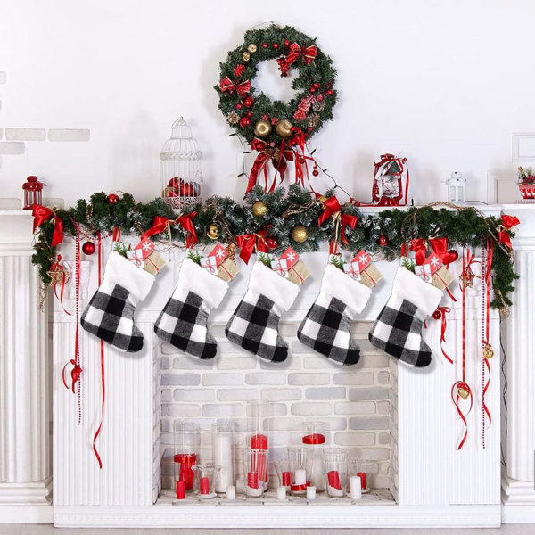 Julgran strumpor dekoration galler mönster hängande handarbeten för träd Red and Black Plaid L