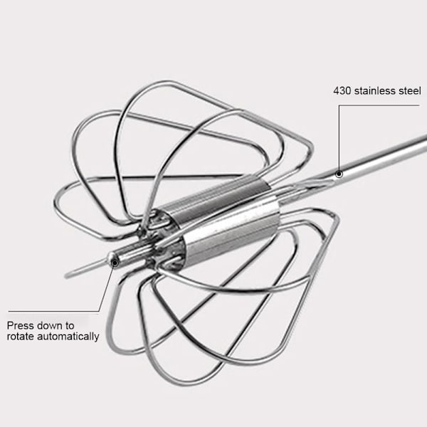 Halvautomatisk äggvisp i rostfritt stål för blandning av vispning Köksredskap 10inches