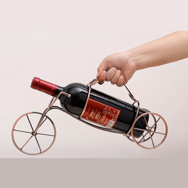 Trehjulingsformad vinställ som håller 1 vinflaska Kreativitetsjärn Guldvinflaskhållare Perfekt för köksbänken Portable Tricycle Wine Rack