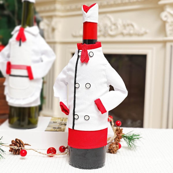 Christmas Wine Bottle Cover Creative Chef Kläder Hatt Bottle Topper Dekoration Button
