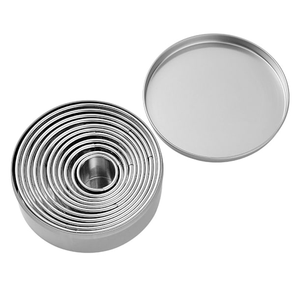 11 st rostfritt stål kakskärare set Mousse kex rund skärring små molds varierar från 0,9-3,6 tum Iron Box