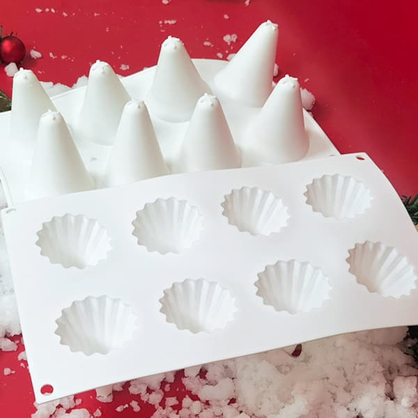 DIY Julkaka Silikon Stencil Endelad Julgransmousse Göra Julbakning Silikonstenciler Mallar 8 Even Cone Christmas Tree DG-123