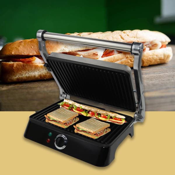 Elektrisk grill Hemgrill Nonstick Smörgåsmaskin med Nonstick Easy Clean Grids