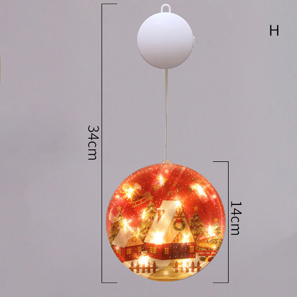 Jul LED-lampor Tecknad printed hängande fönsterlampa alltid på Dekorativt jultema nattljus för hemmafest F