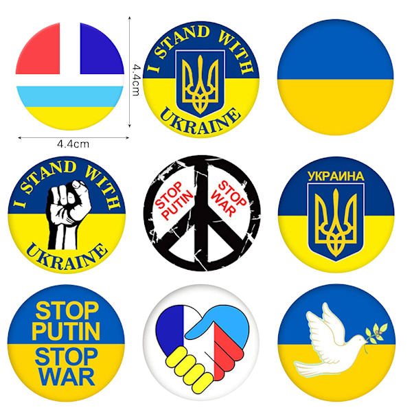 Ukraina Flagga Badge Internationell politisk syn Metall Pin Button För Klädväska 8