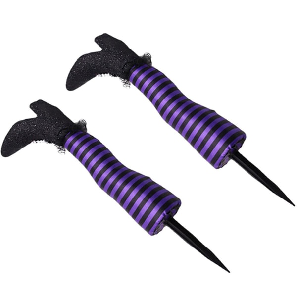 Häxbenprydnad Halloween randig benprotes Personlig falsk benspån för utomhusträdgård Purple