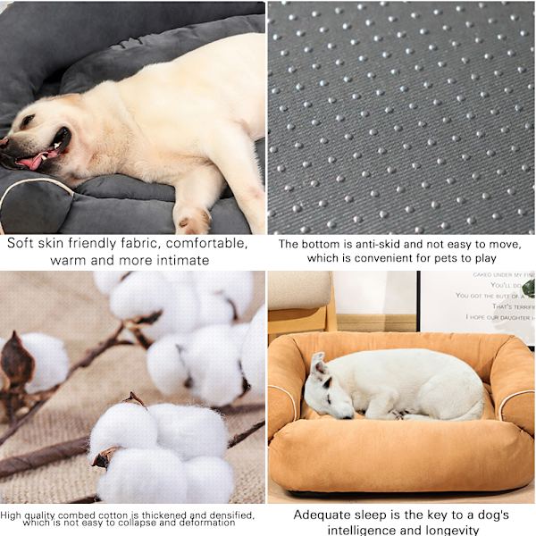 Solsäng Maskintvättbar Supermjuk plysch fluffig värmande husdjurssäng Dark Grey M