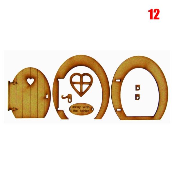 Fairy Tale Trädörr Dekoration Kit Dockhus Miniatyrmöbler 3D DIY Hantverk Prydnad för Utomhusgård 12