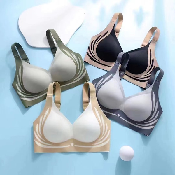 Lyftande Anti-Slappande Trådlös Push-Up BH Maskintvättbar Komfortunderkläder för Matchande Kläder Black XL
