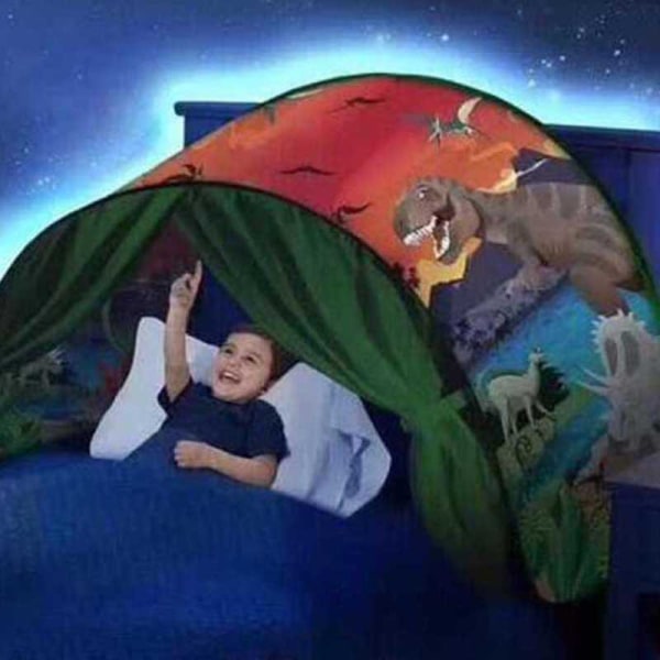 Magiska Drömtält Barn Pop-up Säng Tält Sovsäck Winter Wonderland Tält Dinosaurs