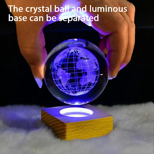 3D Galaxy Crystal Ball USB Nattljus Dekorativ Glow Ball för vuxnas barns presenter Moon