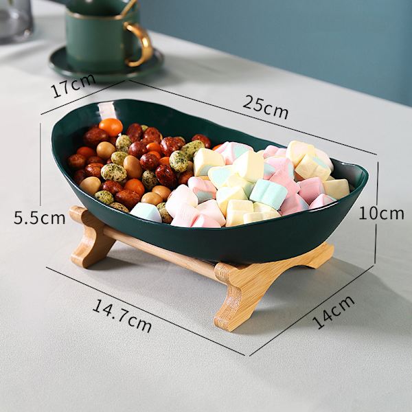 1/2/3 våningar Frukttallrik med trähållare Snacks Godis Serveringsfat Skål Kök Organizer Fest Mat Serveringsbricka Plast Hole Green 1 Layers Thickened