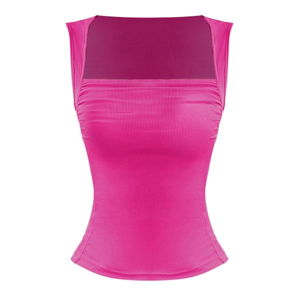 Sexys Slim Knit Ribbed Stretch Linne Snygg Bekväm Bekväm Topp För Shopping Dating Rose Red L