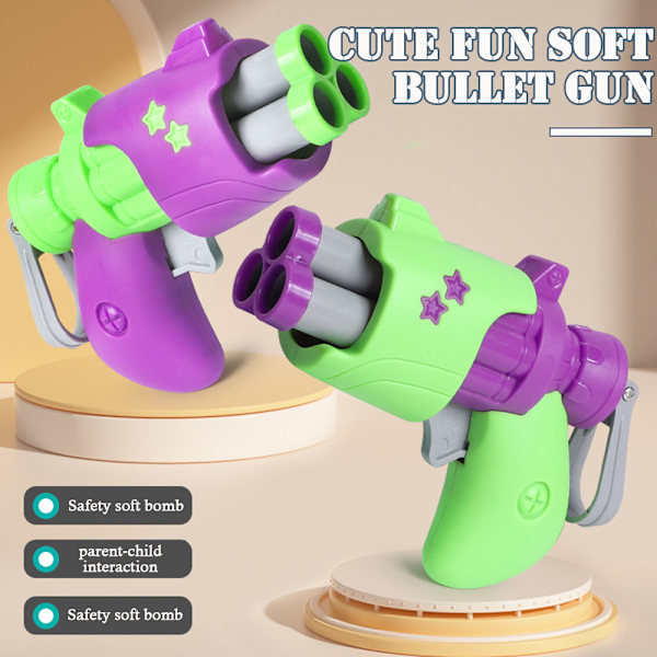 Mini skjutleksak med 3 st mjuka skumbilder Förälder-barn interaktiv leksak för barn Pojkar Flickor Purple Random