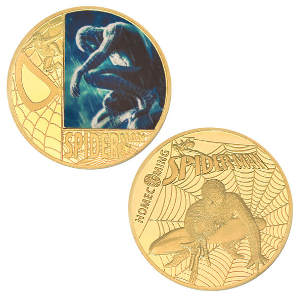 Spider-Man Coin Super Hero Jubileumsmynt Guldmetallmynt Souvenir för Samlare Fans Collection Spiderman 4